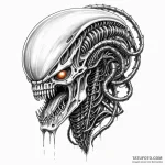 Graphic novel style tattoo of a xenomorph, wi… — эскиз тату (№1750377349_0, 19.06.2025 23:55) — Tatufoto.com