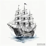 A watercolor sketch of the haunted ship from… — эскиз тату (№1750378151_1, 20.06.2025 00:09) — Tatufoto.com
