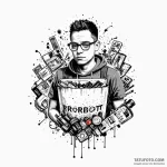 A trash polka composition of code, anxiety, a… — эскиз тату (№1750378231_1, 20.06.2025 00:10) — Tatufoto.com