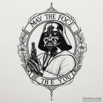 Chicano style lettering of «may the force be… — эскиз тату (№1750378390_0, 20.06.2025 00:13) — Tatufoto.com