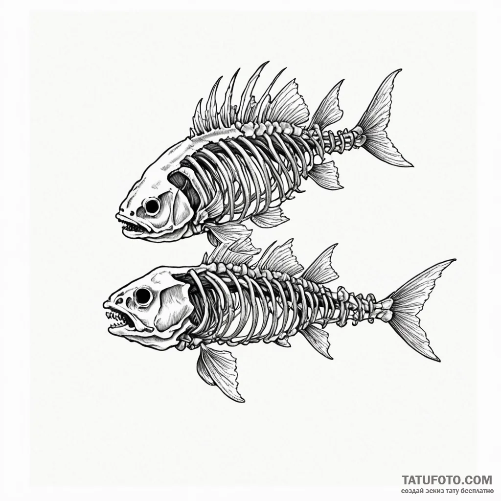 Fish skeleton - эскиз тату (№1750379268_1, 20.06.2025 00:27) — Tatufoto.com
