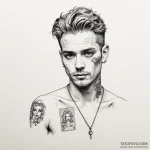 A sketch of the main character from memento,… — эскиз тату (№1750380067_0, 20.06.2025 00:41) — Tatufoto.com
