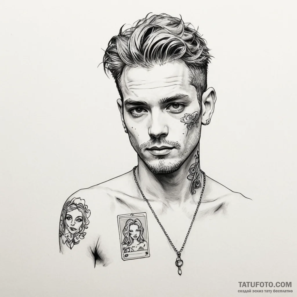 A sketch of the main character from memento,... - эскиз тату (№1750380067_0, 20.06.2025 00:41) — Tatufoto.com
