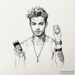 A sketch of the main character from memento,… — эскиз тату (№1750380067_1, 20.06.2025 00:41) — Tatufoto.com