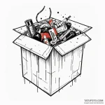 A trash polka composition of the mystery box… — эскиз тату (№1750380148_0, 20.06.2025 00:42) — Tatufoto.com