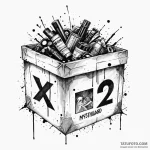 A trash polka composition of the mystery box… — эскиз тату (№1750380148_1, 20.06.2025 00:42) — Tatufoto.com