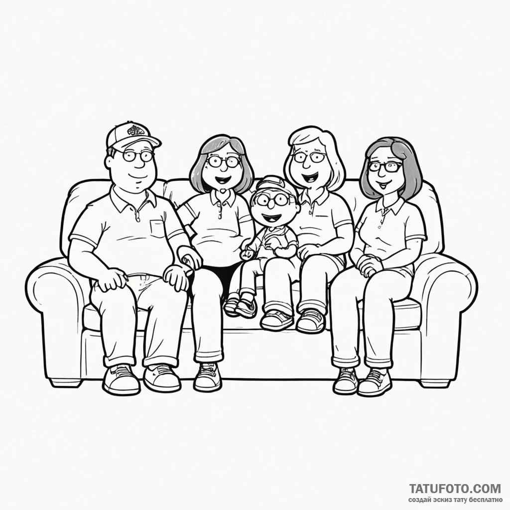 A sketch of the main characters from family g... - эскиз тату (№1750380892_0, 20.06.2025 00:54) — Tatufoto.com