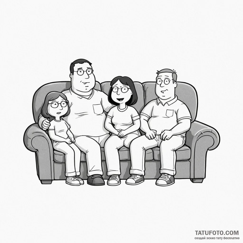 A sketch of the main characters from family g... - эскиз тату (№1750380892_1, 20.06.2025 00:54) — Tatufoto.com