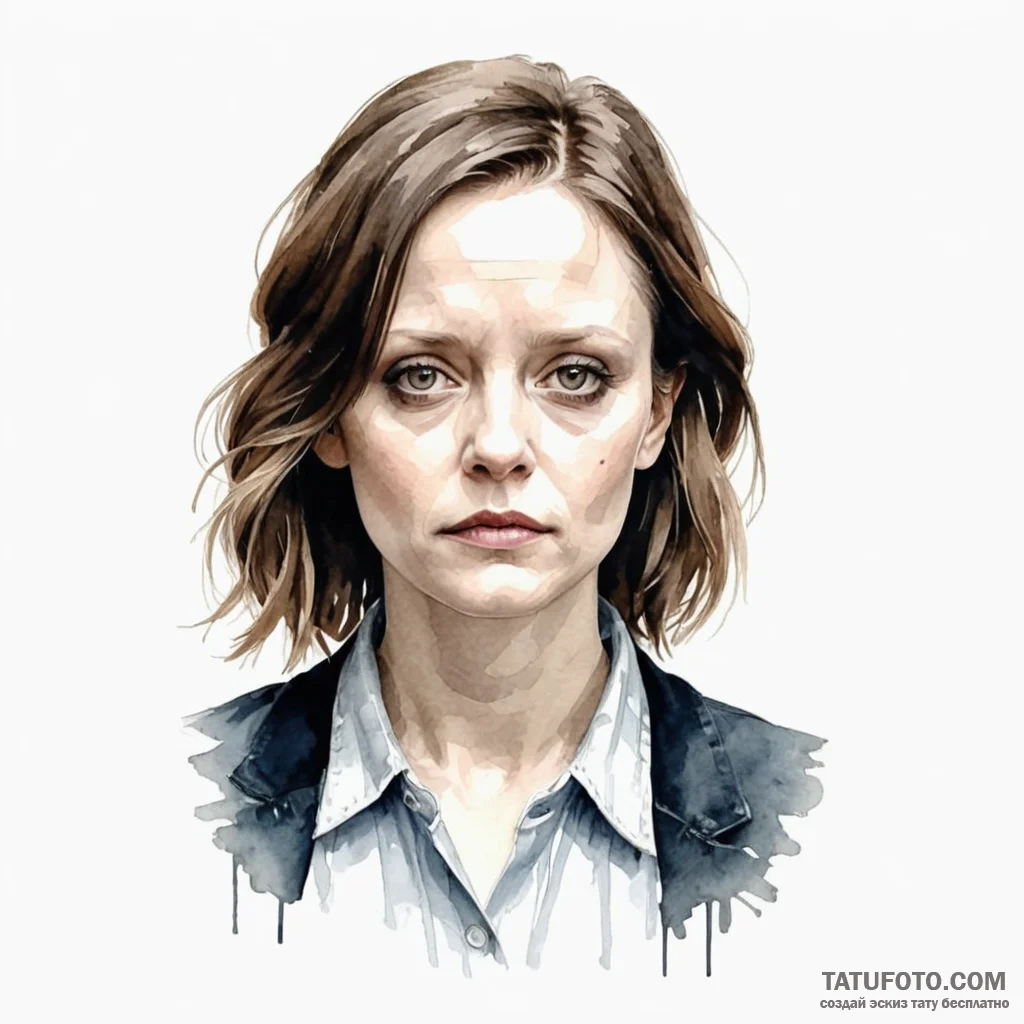 A watercolor sketch of clarice starling, dete... - эскиз тату (№1750381061_0, 20.06.2025 00:57) — Tatufoto.com