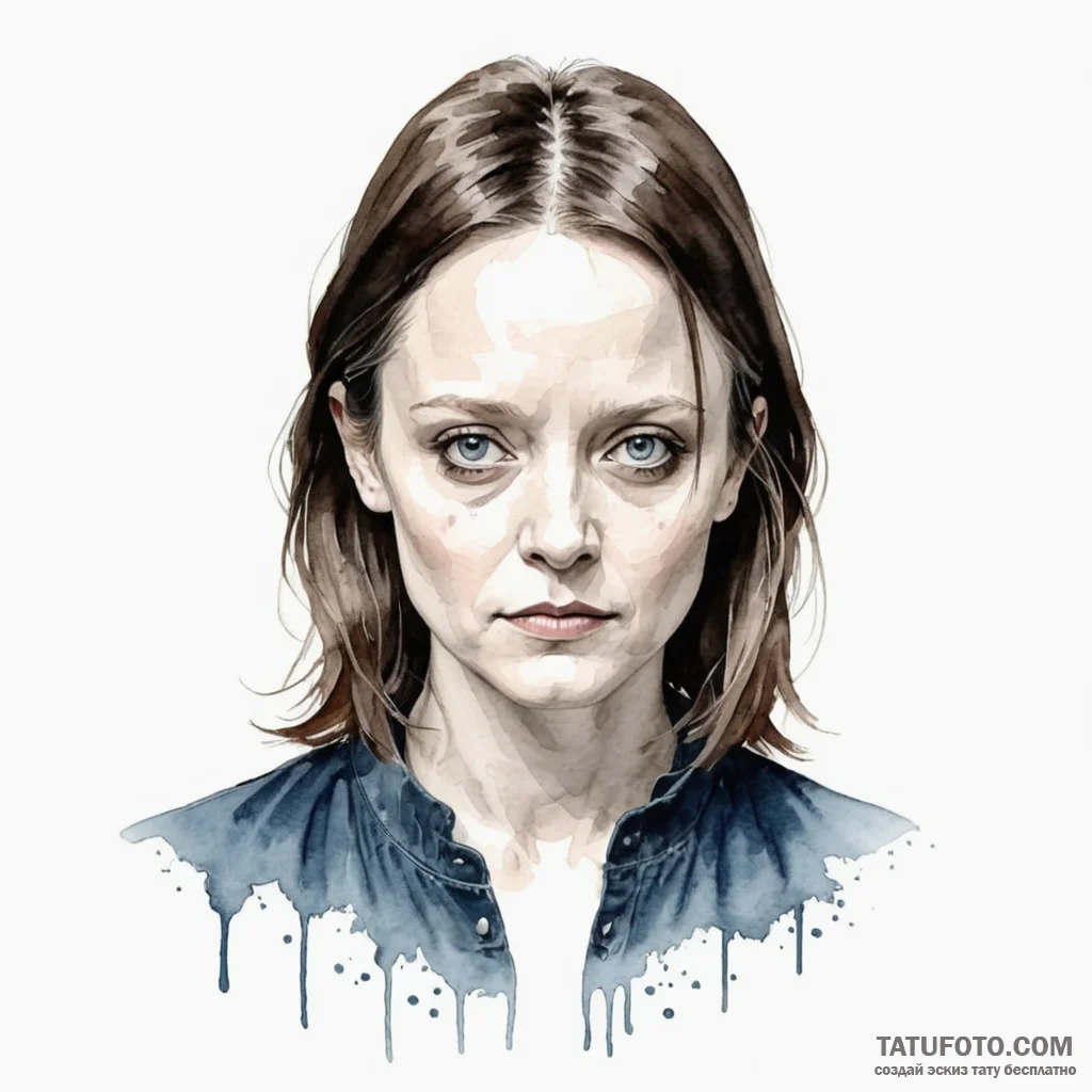 A watercolor sketch of clarice starling, dete... - эскиз тату (№1750381061_1, 20.06.2025 00:57) — Tatufoto.com