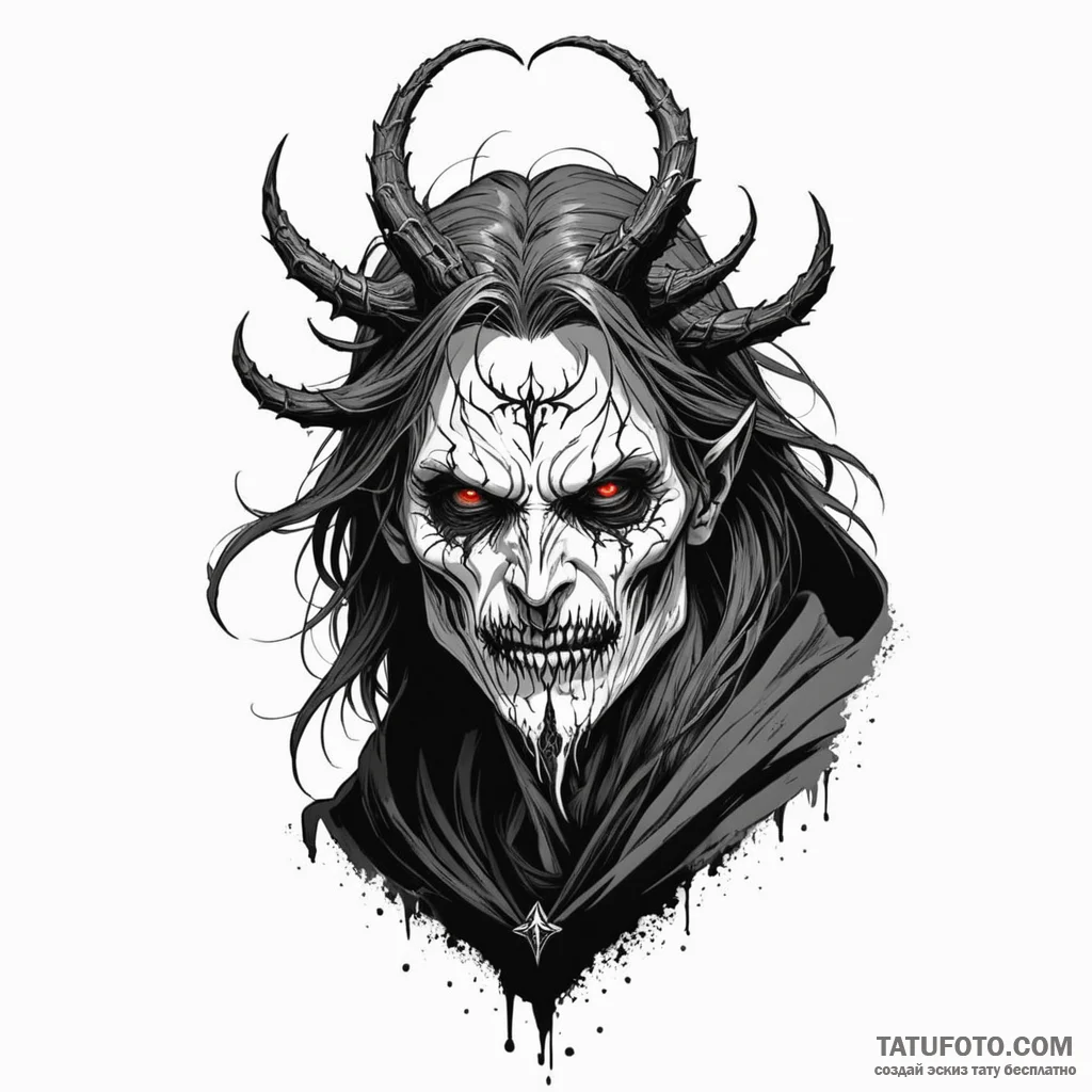 A graphic novel portrait of a terrifying noon... - эскиз тату (№1750382030_0, 20.06.2025 01:13) — Tatufoto.com