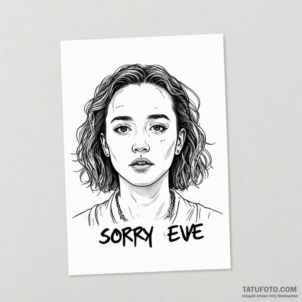 A sketch of the "sorry baby x" postcard from... - эскиз тату (№1750383327_0, 20.06.2025 01:35) — Tatufoto.com