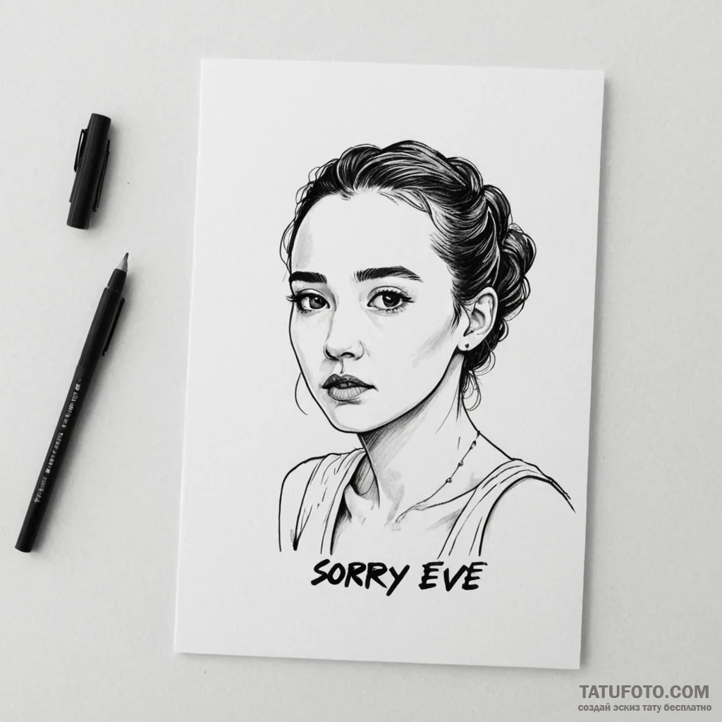 A sketch of the "sorry baby x" postcard from... - эскиз тату (№1750383327_1, 20.06.2025 01:35) — Tatufoto.com
