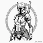 Chicano style tattoo of a female mandalorian… — эскиз тату (№1750384242_0, 20.06.2025 01:50) — Tatufoto.com