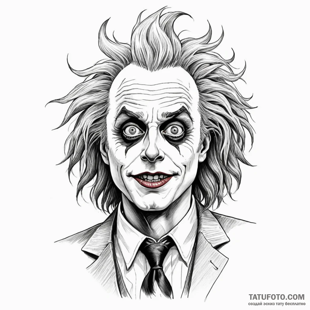 A graphic novel portrait of beetlejuice, "it'... - эскиз тату (№1750384323_0, 20.06.2025 01:52) — Tatufoto.com