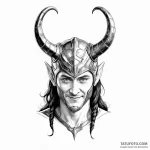 A sketch of loki, with his horned helmet and… — эскиз тату (№1750384404_0, 20.06.2025 01:53) — Tatufoto.com
