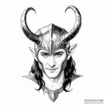 A sketch of loki, with his horned helmet and… — эскиз тату (№1750384404_1, 20.06.2025 01:53) — Tatufoto.com
