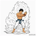 A graphic novel panel of the kamehameha wave… — эскиз тату (№1750384486_0, 20.06.2025 01:54) — Tatufoto.com