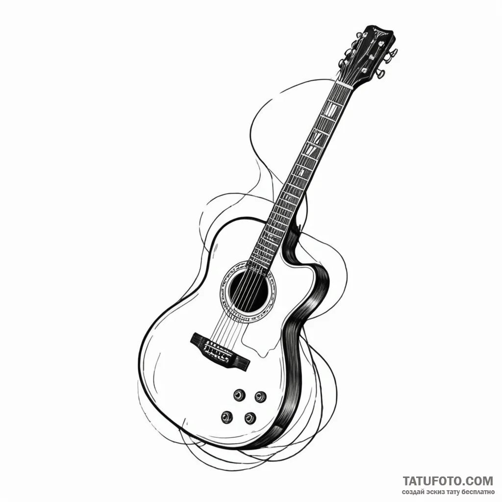 Guitar - эскиз тату (№1750384980_0, 20.06.2025 02:03) — Tatufoto.com