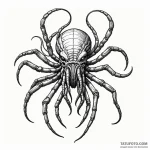 113. linework tattoo of a facehugger, minimal… — эскиз тату (№1750385142_0, 20.06.2025 02:05) — Tatufoto.com