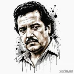 A trash polka portrait of pablo escobar from… — эскиз тату (№1750385303_1, 20.06.2025 02:08) — Tatufoto.com