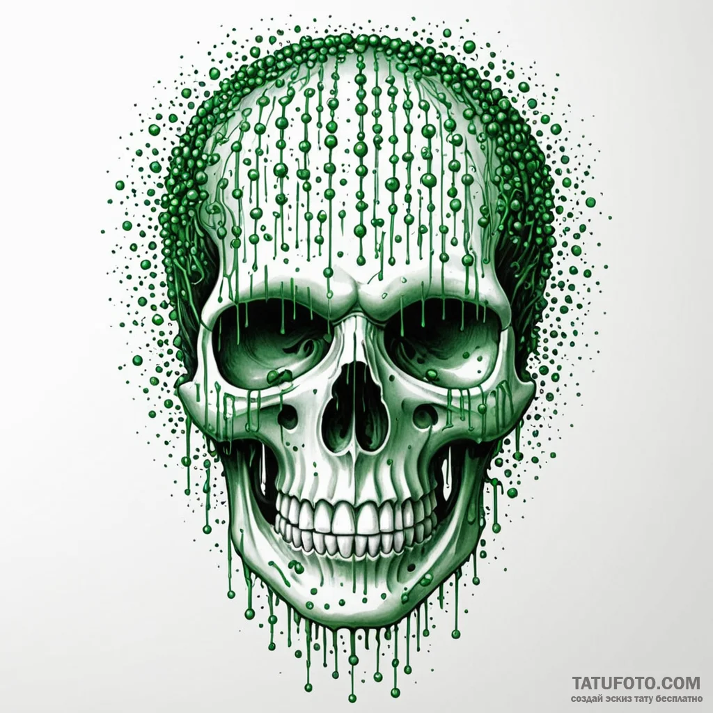 A tattoo design of the green cascading matrix... - эскиз тату (№1750386110_0, 20.06.2025 02:21) — Tatufoto.com