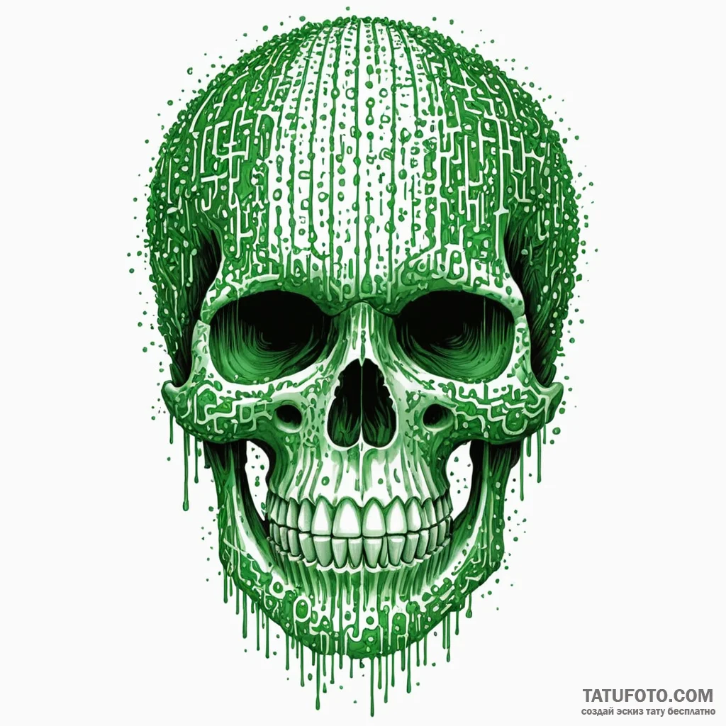 A tattoo design of the green cascading matrix... - эскиз тату (№1750386110_1, 20.06.2025 02:21) — Tatufoto.com