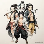 A watercolor tattoo of the main characters fr… — эскиз тату (№1750386273_0, 20.06.2025 02:24) — Tatufoto.com