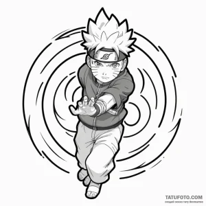 A sketch of naruto uzumaki, with his rasengan... - эскиз тату (№1750386448_0, 20.06.2025 02:27) — Tatufoto.com