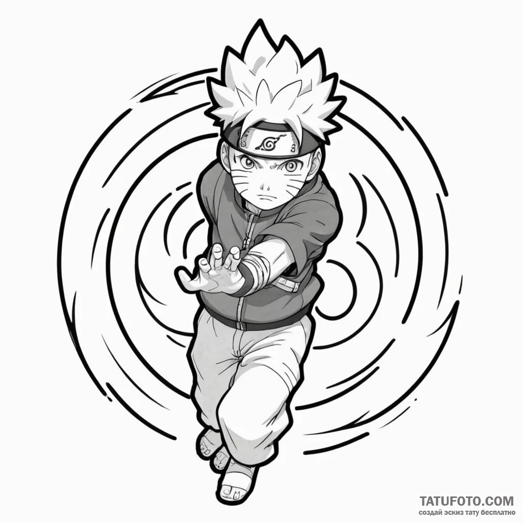 A sketch of naruto uzumaki, with his rasengan... - эскиз тату (№1750386448_0, 20.06.2025 02:27) — Tatufoto.com