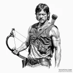 A sketch of daryl dixon from the walking dead… — эскиз тату (№1750387013_1, 20.06.2025 02:36) — Tatufoto.com