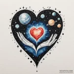 A watercolor sketch of the heart of the unive… — эскиз тату (№1750387094_1, 20.06.2025 02:38) — Tatufoto.com