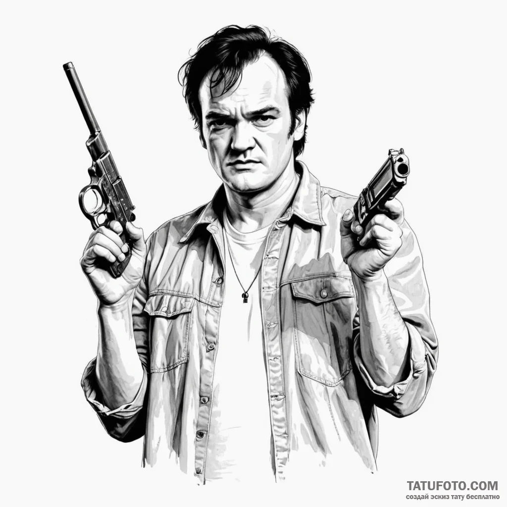 квентин тарантино (quentin tarantino universe... - эскиз тату (№1750387501_1, 20.06.2025 02:45) — Tatufoto.com