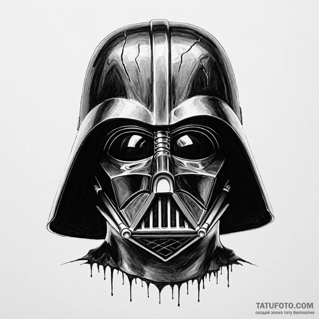 A sketch style portrait of darth vader, half... - эскиз тату (№1750387826_0, 20.06.2025 02:50) — Tatufoto.com