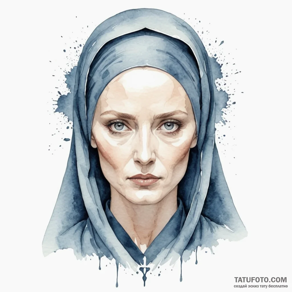A watercolor portrait of lady jessica with be... - эскиз тату (№1750387991_0, 20.06.2025 02:53) — Tatufoto.com