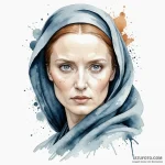 A watercolor portrait of lady jessica with be… — эскиз тату (№1750387991_1, 20.06.2025 02:53) — Tatufoto.com