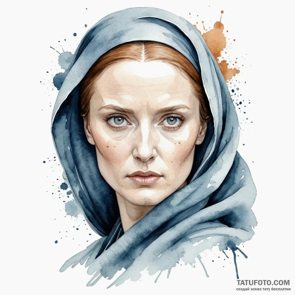 A watercolor portrait of lady jessica with be... - эскиз тату (№1750387991_1, 20.06.2025 02:53) — Tatufoto.com