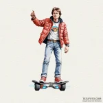 128. a watercolor sketch of marty mcfly on th… — эскиз тату (№1750388636_0, 20.06.2025 03:03) — Tatufoto.com