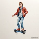 128. a watercolor sketch of marty mcfly on th… — эскиз тату (№1750388636_1, 20.06.2025 03:03) — Tatufoto.com