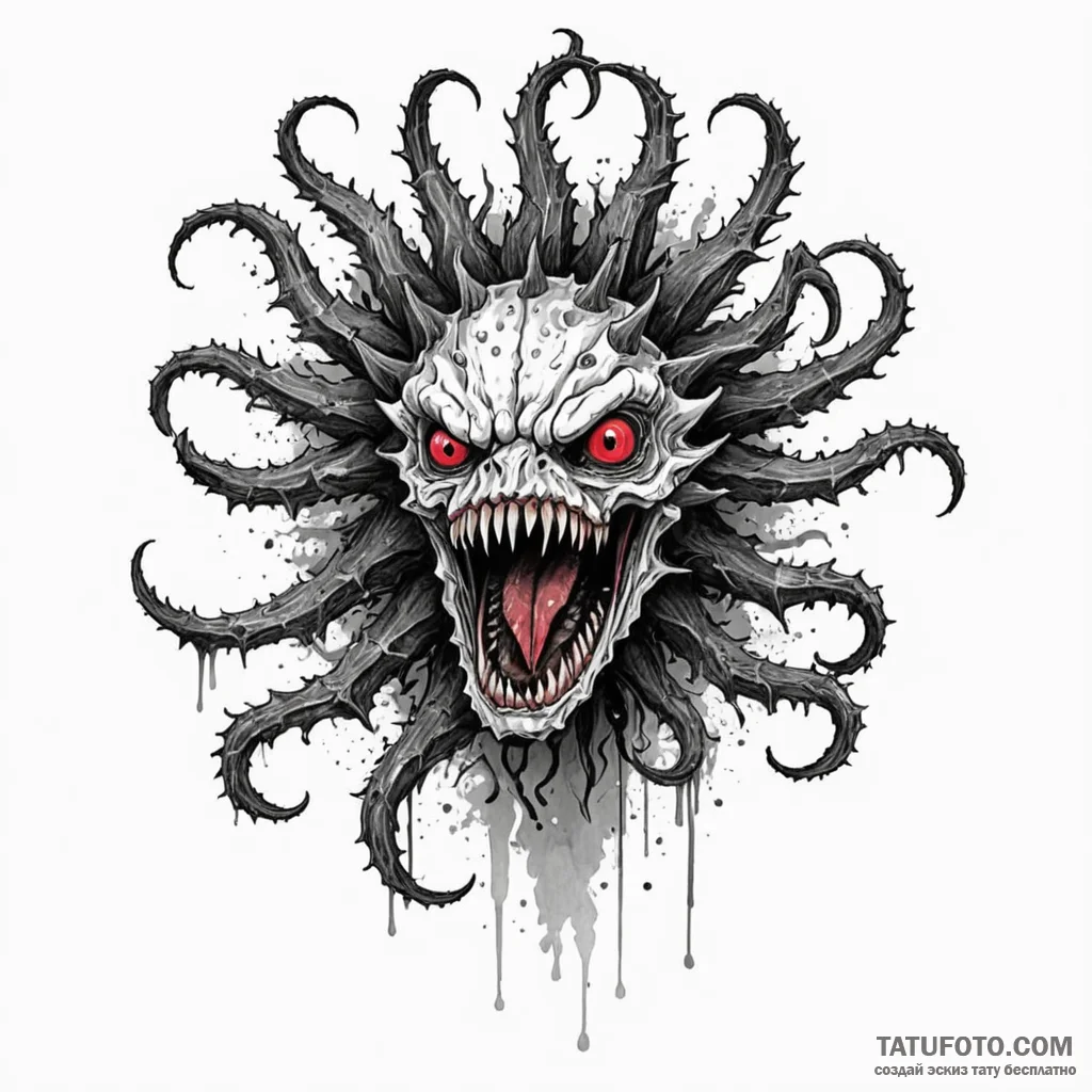 A trash polka sketch of the demogorgon, its f... - эскиз тату (№1750388897_0, 20.06.2025 03:08) — Tatufoto.com
