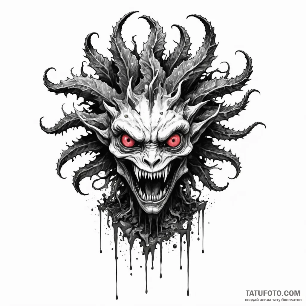 A trash polka sketch of the demogorgon, its f... - эскиз тату (№1750388897_1, 20.06.2025 03:08) — Tatufoto.com