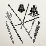 25. a tattoo flash sheet of lightsabers: luke… — эскиз тату (№1750388977_0, 20.06.2025 03:09) — Tatufoto.com