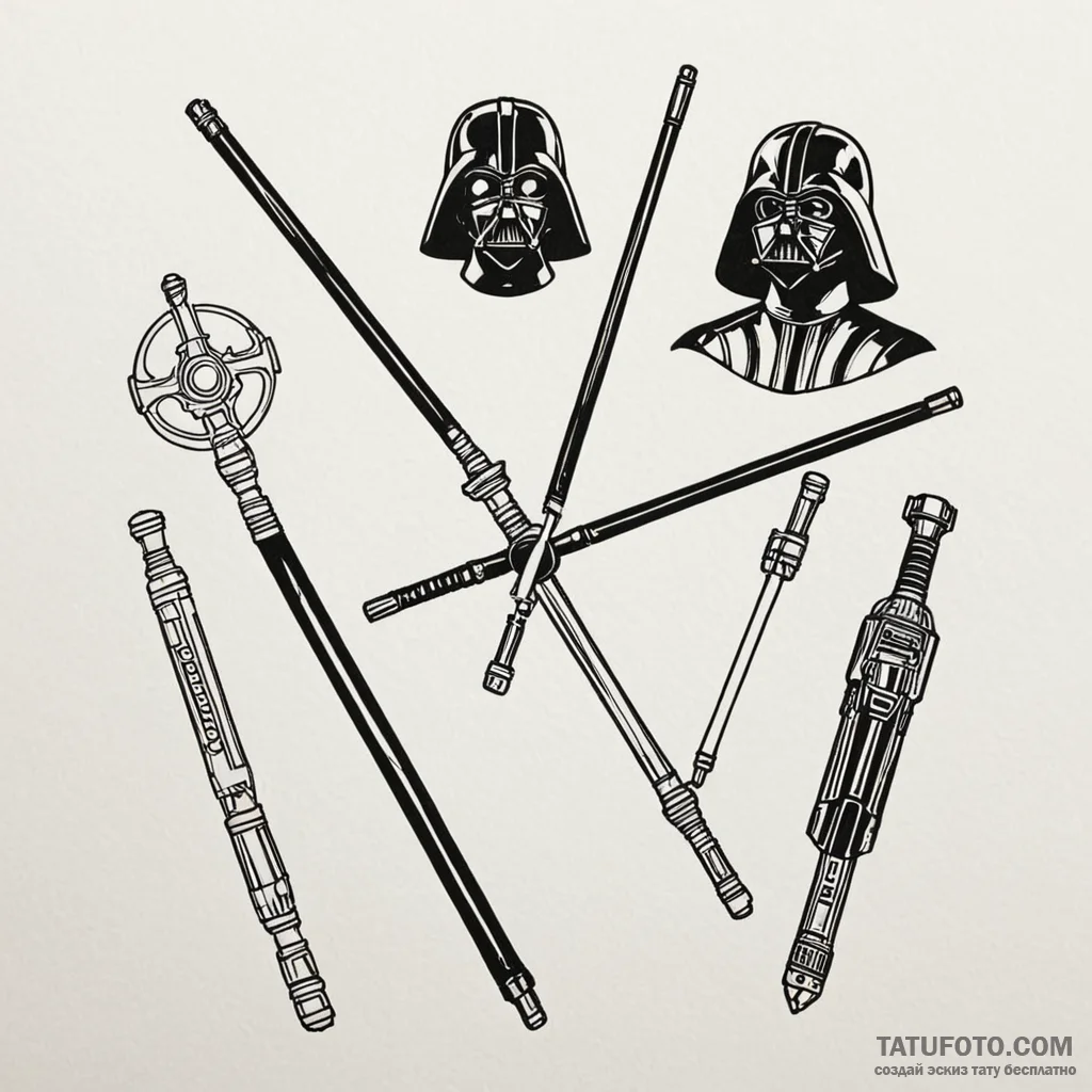 25. a tattoo flash sheet of lightsabers: luke... - эскиз тату (№1750388977_0, 20.06.2025 03:09) — Tatufoto.com