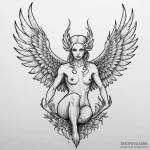 A neo-traditional tattoo of a beautiful harpy… — эскиз тату (№1750390538_0, 20.06.2025 03:35) — Tatufoto.com