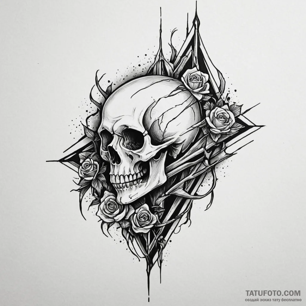 Death with oblique - эскиз тату (№1750390619_0, 20.06.2025 03:36) — Tatufoto.com