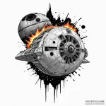 Trash polka tattoo of the millennium falcon e… — эскиз тату (№1750391581_0, 20.06.2025 03:53) — Tatufoto.com