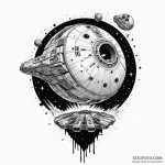 Trash polka tattoo of the millennium falcon e… — эскиз тату (№1750391581_1, 20.06.2025 03:53) — Tatufoto.com