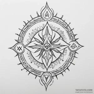 A dotwork tattoo of the five witcher signs: a... - эскиз тату (№1750391904_0, 20.06.2025 03:58) — Tatufoto.com