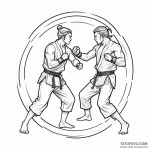 A linework tattoo of two figures sparring in… — эскиз тату (№1750392325_0, 20.06.2025 04:05) — Tatufoto.com