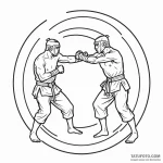 A linework tattoo of two figures sparring in… — эскиз тату (№1750392325_1, 20.06.2025 04:05) — Tatufoto.com